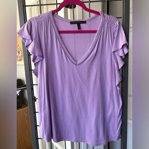 White House Black Market lavender Flutter Sleeve Tee